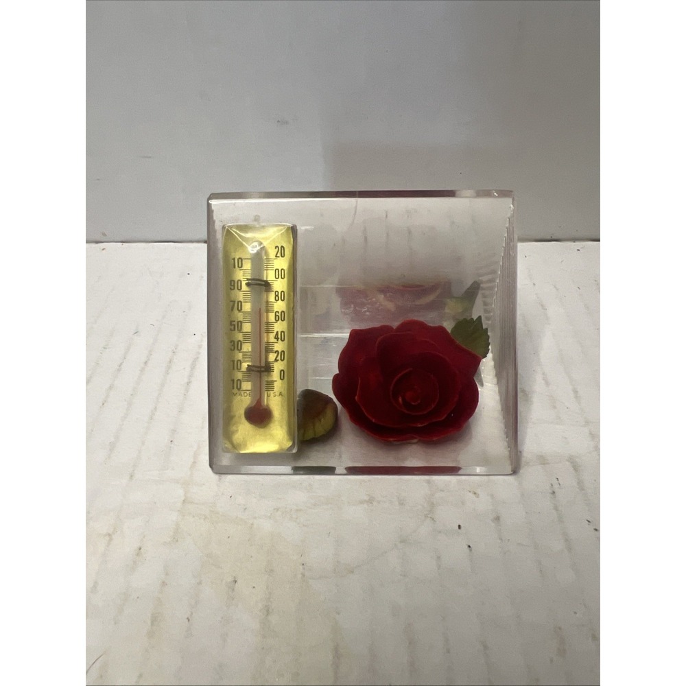 Vintage Lucite Rose Thermometer